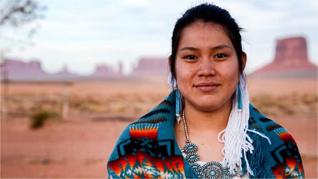 A woman smiling